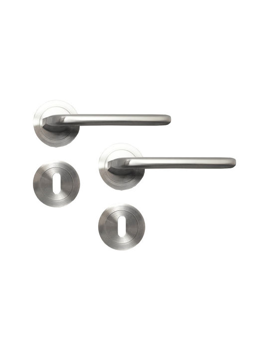Import Hellas Lever Middle Door with Rosette Pair Nickel