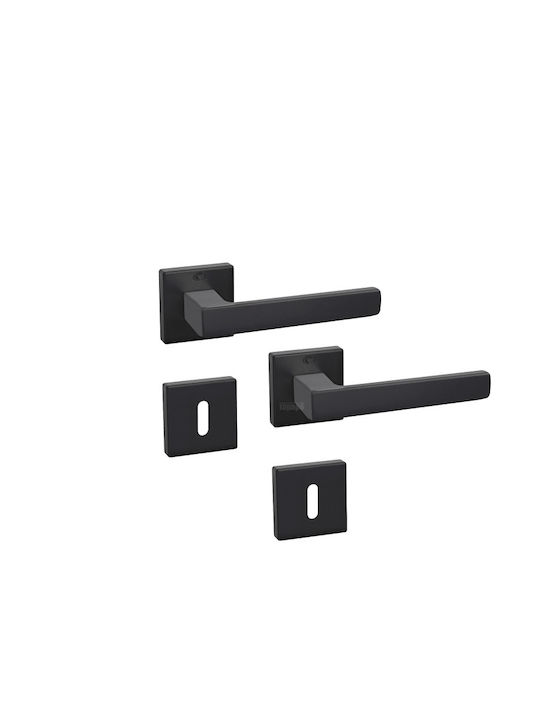 Convex Lever Middle Door with Rosette 1605 Pair with Rosette Black