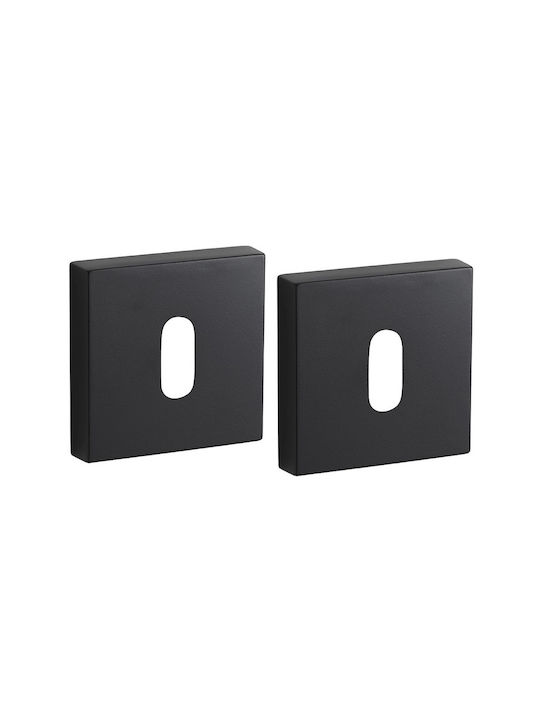 Import Hellas Lever Middle Door with Rosette Pair with Rosette Black