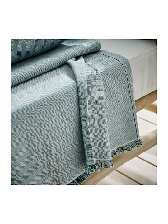 Gofis Home Rene Ριχτάρι Διθέσιου Καναπέ Πλεκτό 180x250εκ. Turquoise Blue Ss24 732