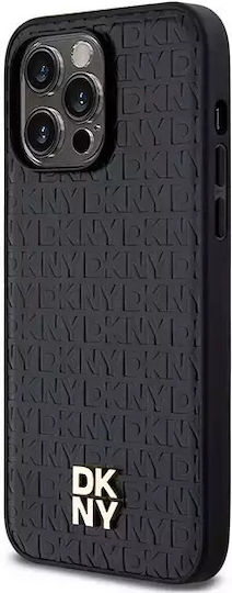 Dkny Pu Leder Wiederholungsmuster Stapel Logo Magsafe Hülle Iphone 14 Pro Max Schwarz