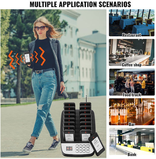 Wireless Customer Order Notification System for Restaurants 98 Channels 16 Devices Vevor Dcpqcqjxajfx2yzs0v2