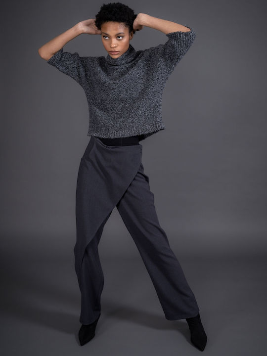 Women's Sweater with 3/4 Sleeve Gray