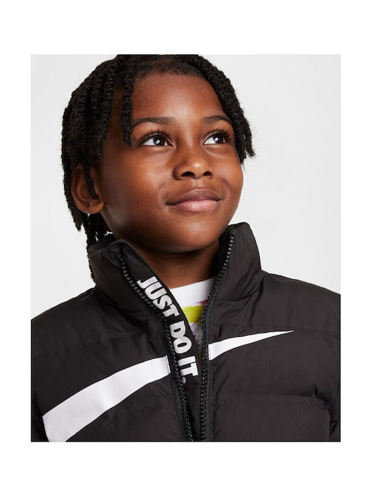 Nike Waterproof Kids Quilted Jacket Black Swoosh