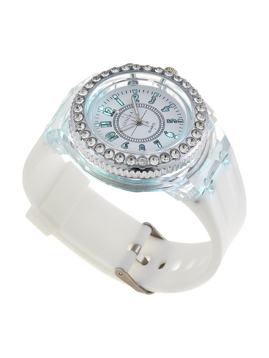 Women's Watch with White Rubber Strap