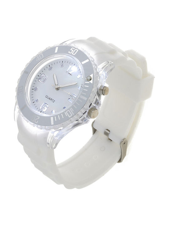 Women's Watch with White Rubber Strap