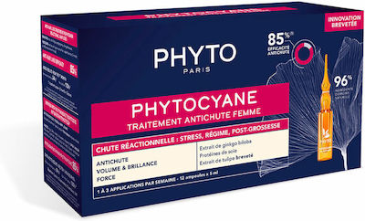 Phyto Phytocyane Traitement Anti-Chute Ampule pentru păr pentru căderea părului pentru femei 12x5ml