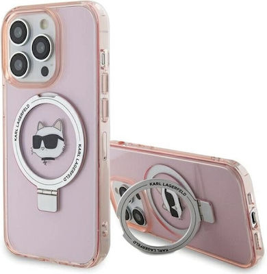 Karl Lagerfeld Choupette Head Magsafe Plastic Back Cover Pink (iPhone 15 Pro)