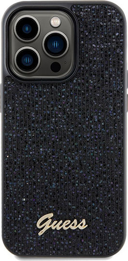 Guess Disco Metal Script Umschlag Rückseite Kunststoff 1.5mm Schwarz (iPhone 14 Pro)