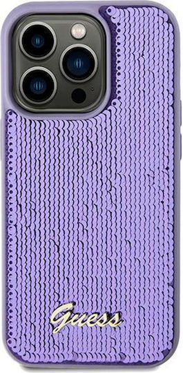 Guess Sequin Script Metal Umschlag Rückseite Kunststoff Lila (iPhone 13 Pro Max)