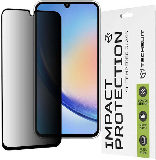 Techsuit Vollkleber Privatsphäre Vollflächig gehärtetes Glas Schwarz (Galaxy A34)