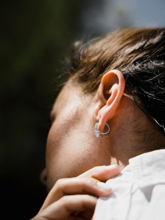 Themelidis Jewels Σκουλαρίκια από Λευκόχρυσο 14Κ με Πέτρες