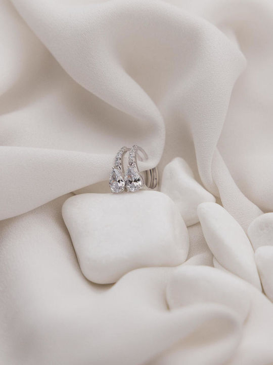 Themelidis Jewels Σκουλαρίκια από Λευκόχρυσο 14Κ με Πέτρες