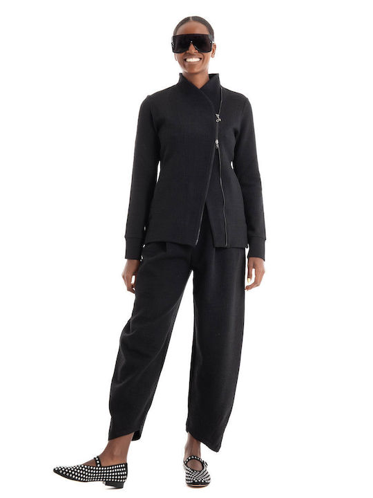 Deha Women's Fabric Trousers in Balloon Line Black