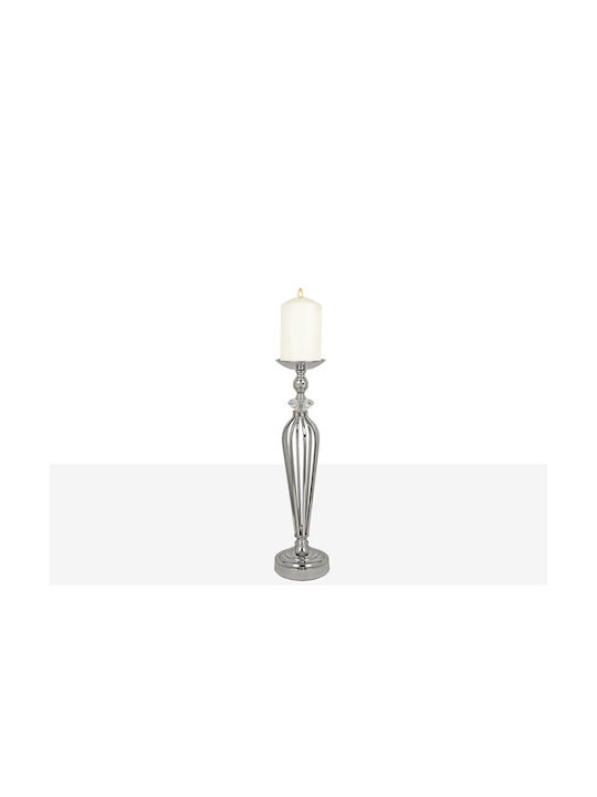 Romimex Candle Holder Metal in Silver Color 16x16x50cm 1pcs