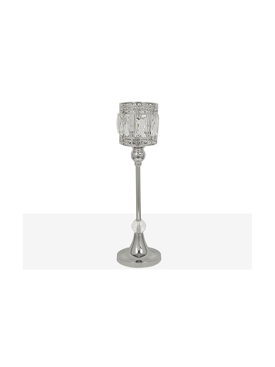 Romimex Candle Holder Metal in Silver Color 12x12x40cm 1pcs