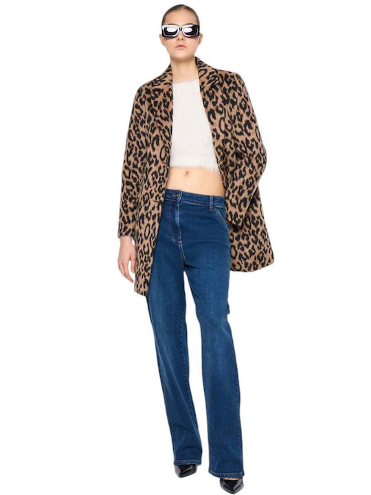 Silvian Heach Women's Leopard Coat Leopard Print