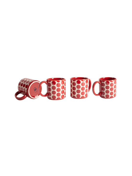 Benetton Set Tassen Kaffee aus Porzellan Rot 4Stück 8435698833173