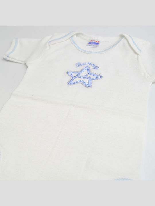 Bunny Bebe Baby Strampler White, Sky Blue