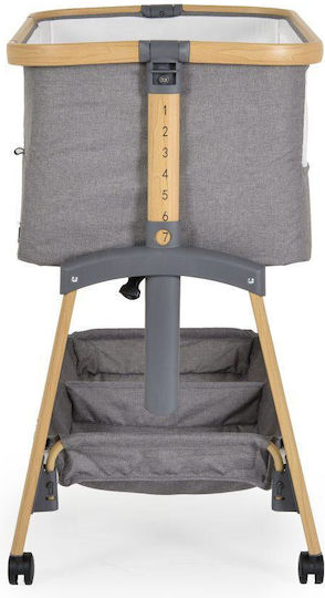Cangaroo Cradle Amo with Mattress, Side Opening, and Wheels Light Grey