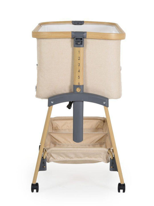 Cangaroo Λίκνο Amo με Στρώμα, Πλαϊνό Άνοιγμα και Ρόδες Beige