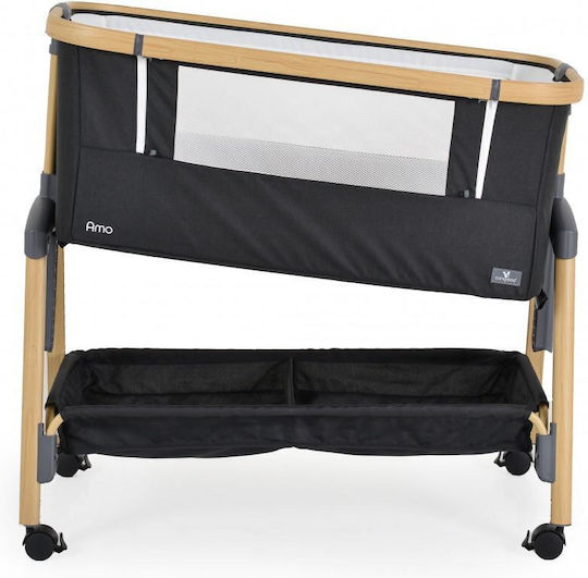 Cangaroo Cradle Amo with Mattress, Side Opening, and Wheels Black