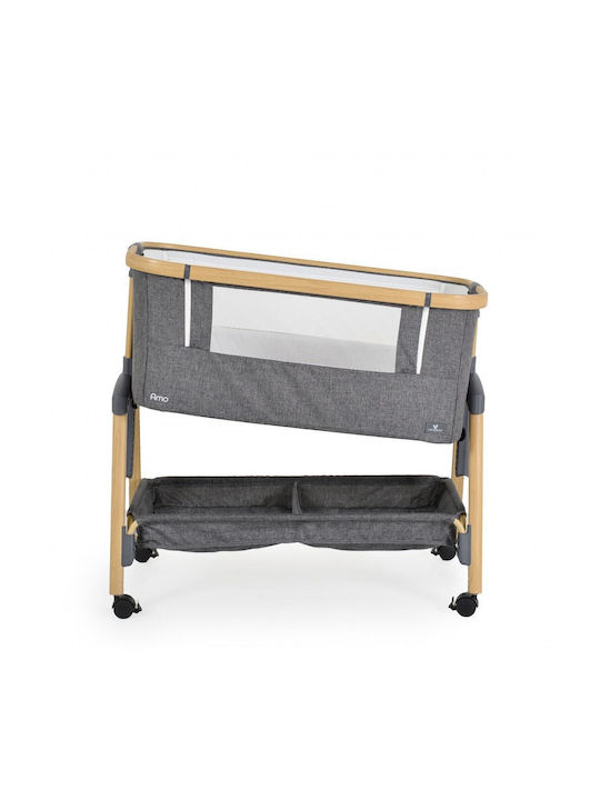 Cangaroo Λίκνο Amo με Στρώμα, Πλαϊνό Άνοιγμα και Ρόδες Dark Grey