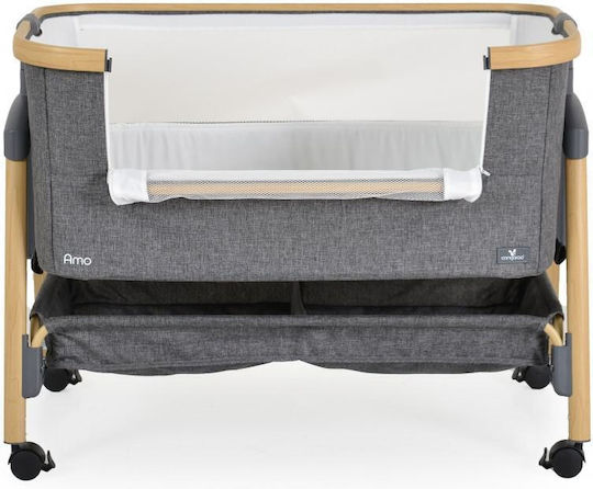Cangaroo Λίκνο Amo με Στρώμα, Πλαϊνό Άνοιγμα και Ρόδες Dark Grey