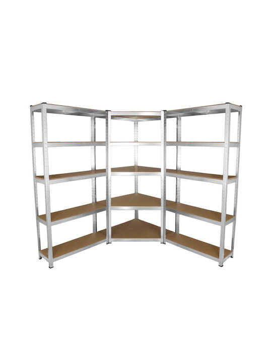 Ραφιέρα Πλαστική με 5 Ράφια Ασημί 180x30x90cm Ραφιέρα Πλαστική με 5 Ράφια Ασημί 180x30x90cm