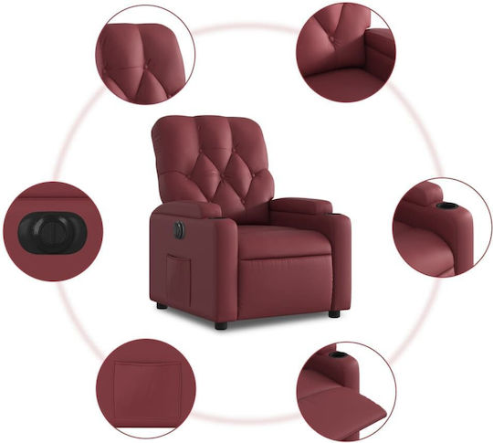 Relaxsessel mit Fußhocker aus Kunstleder Bordeaux, Red 74x86.5x93.5cm