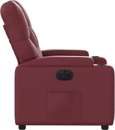 Relaxsessel mit Fußhocker aus Kunstleder Bordeaux, Red 74x86.5x93.5cm