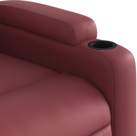 Relaxsessel mit Fußhocker aus Kunstleder Bordeaux, Red 74x86.5x93.5cm