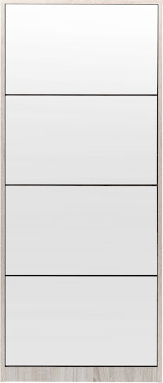 Lykke Wooden Beige Shoe Cabinet with Tilting Shelves W50xD24xH148cm