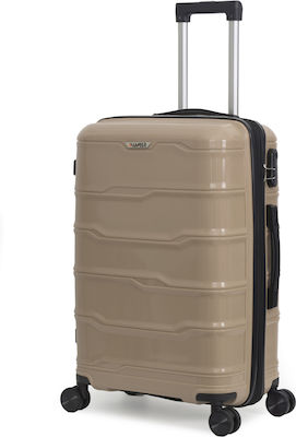 Amber Large Travel Suitcase Hard Mocha with 4 Wheels Height 75cm