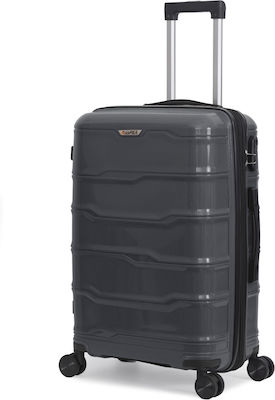 Amber Large Travel Suitcase Hard Charcoal with 4 Wheels Height 75cm