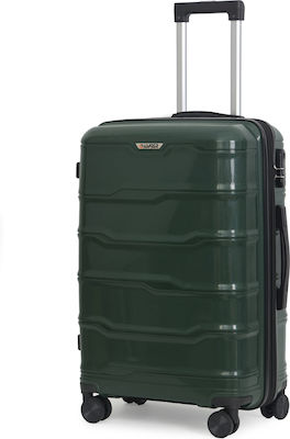 Amber Large Travel Suitcase Hard Green with 4 Wheels Height 75cm