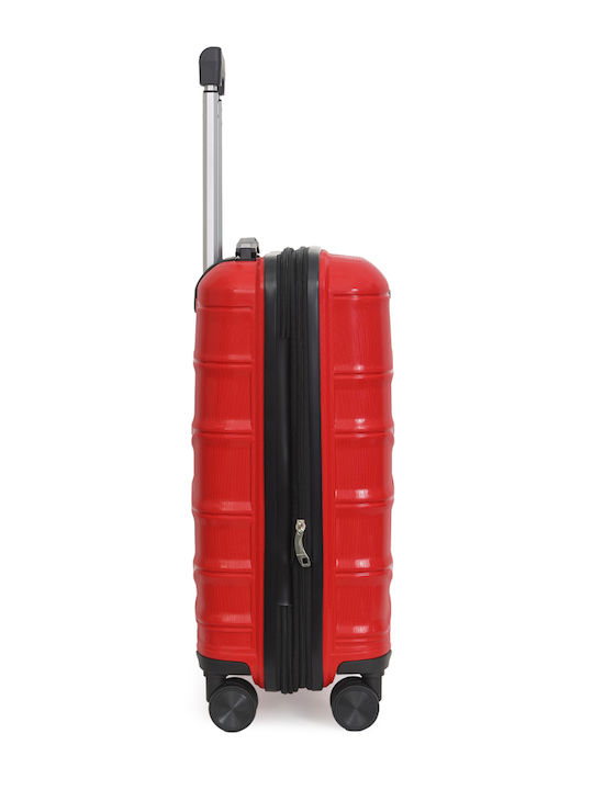 Amber Cabin Hard Red Travel Suitcase with 4 Wheels Height 55cm