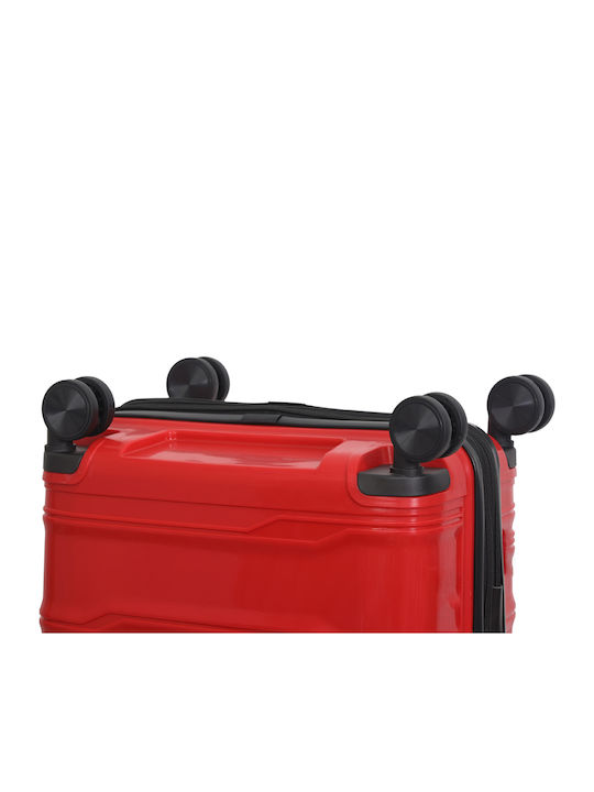 Amber Cabin Hard Red Travel Suitcase with 4 Wheels Height 55cm
