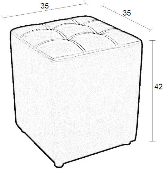Stool For Living Room Upholstered with Leatherette Cube Grey 37x37x45cm