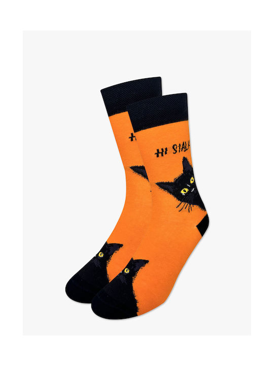 Nodo Cotton Sock Designs Hi Stalker Cat Orange