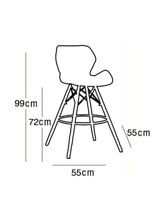 Stool Bar with Backrest Upholstered with Leatherette Margo White 2pcs 55x55x99cm