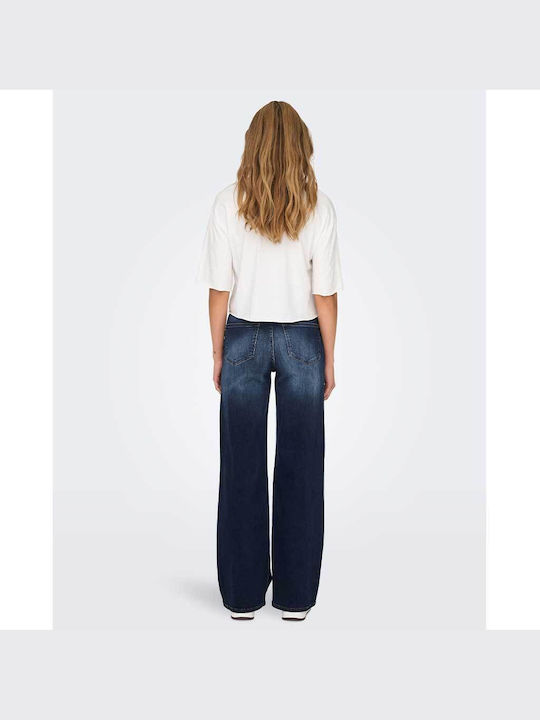 Only High Waist Women's Jean Trousers in Wide Line Blush, Blue