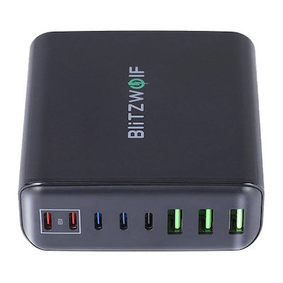 BlitzWolf Charging Stand with 3 USB-A Ports and 5 USB-C Ports 250W Power Delivery / Quick Charge 3.0 Black (BW-S26)