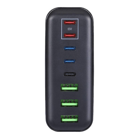 BlitzWolf Βάση Φόρτισης με 3 Θύρες USB-A και 5 Θύρες USB-C 250W Power Delivery / Quick Charge 3.0 σε Μαύρο χρώμα (BW-S26)