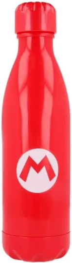 Stor Kids Water Bottle Super Mario Plastic with Screw-On Cap Non Spill Red 600ml