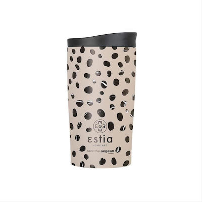 Estia Travel Recyclable Glass Thermos Stainless Steel / Plastic Leopard Taupe Estia 350ml