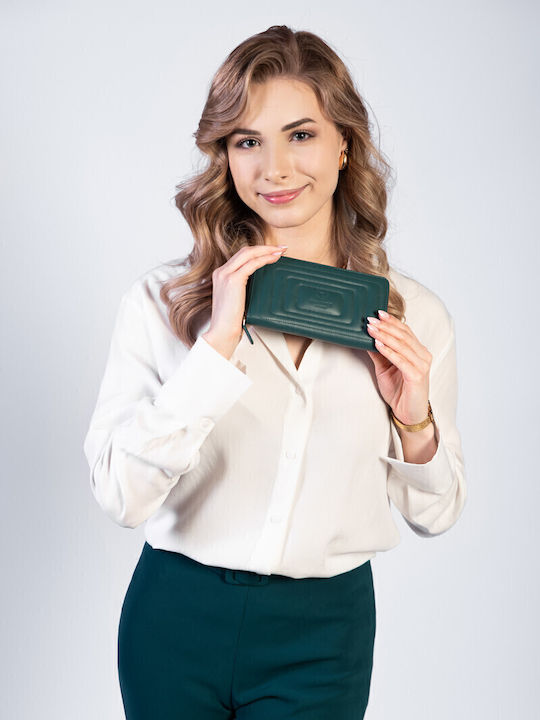 Groß Leder Damen Geldbörse Klassisch mit RFID Grün
