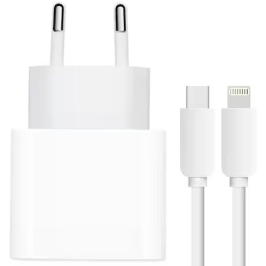 Ladegerät mit USB-C Anschluss und Kabel Blitzschlag 20W Weißs