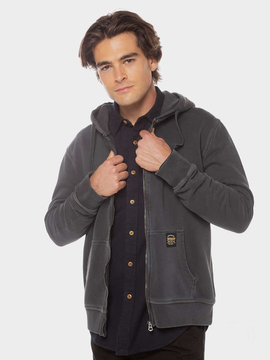 Superdry 'ovin Contrast Herren Sweatshirt Jacke mit Taschen Schwarz