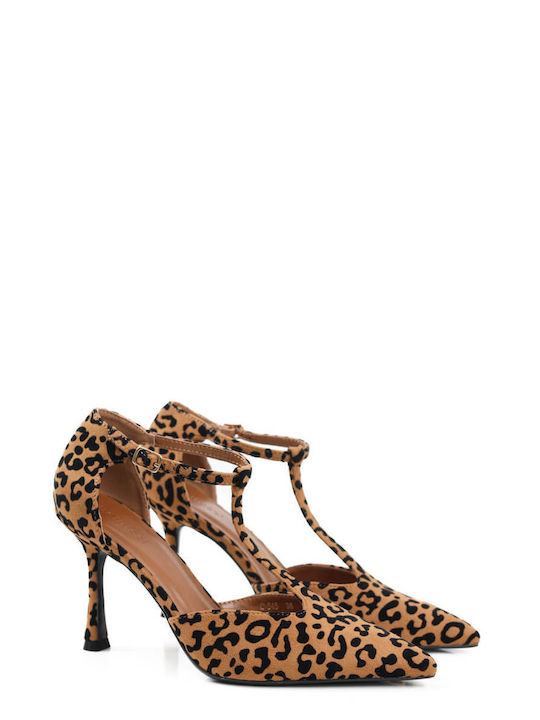 Pantofi Stiletto Leopard cu Curea